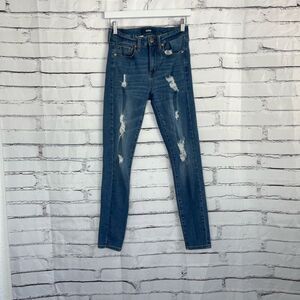 Aero High Rise Jegging Distressed Skinny Jeans Medium Wash Women’s 4 Stretch Y2K